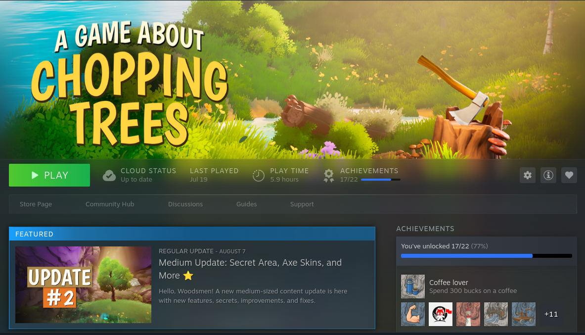 Steam library proof: A Game About Chopping Trees